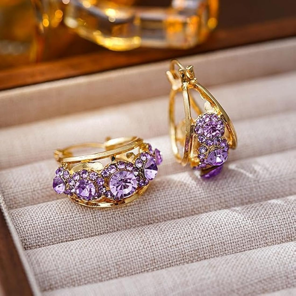 Diamond zircon earrings(gold plated)