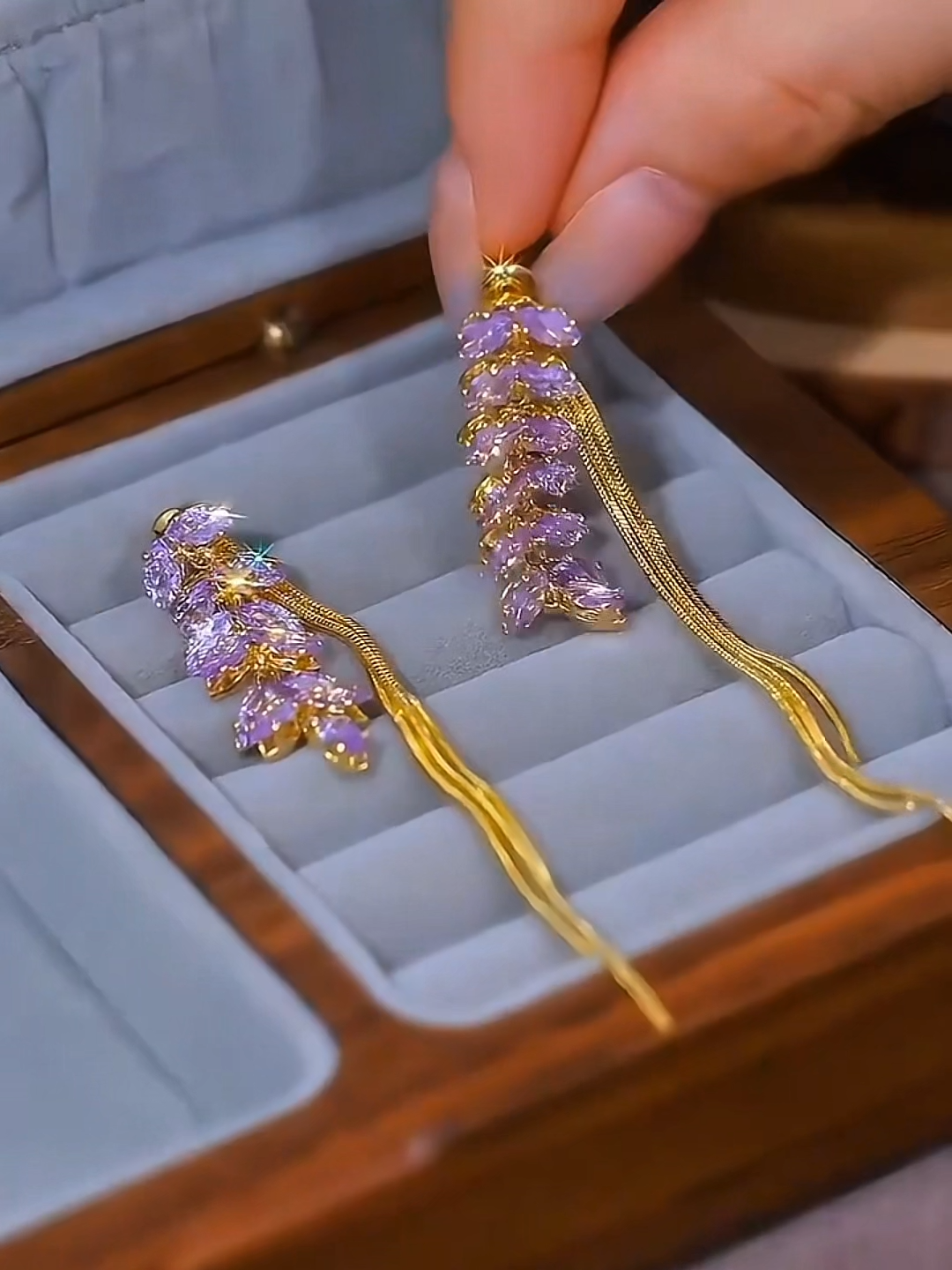 Wheat Ear Zircon Tassel Women's Retro Long Earrings