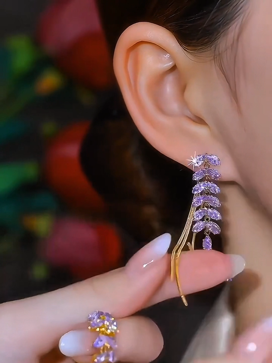 Wheat Ear Zircon Tassel Women's Retro Long Earrings